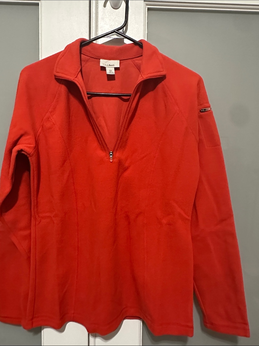 L.L. Bean Women’s Bright Red Quarter-Zip Fleece Pullover